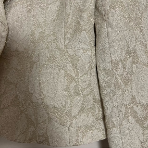 Banana Republic Cream Wool Brocade Tapered Cropped Blazer Size  2 Quiet Luxury - Picture 6 of 16